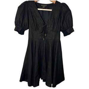 House of Harlow Linen Corset Tie Puff Sleeve Dress Oktoberfest Fairy Grunge 4